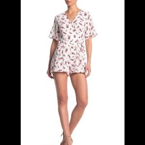 Row A Scalloped Surplice Floral Print Romper